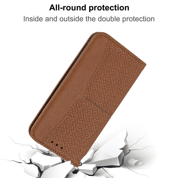 Estuche de cuero de PU con tapa horizontal magnética con costuras de textura tejida con soporte y ranuras para tarjetas y billetera y cordón, For Xiaomi Redmi Note 9 5G, For Xiaomi Redmi Note 9 Pro Max, For Xiaomi Redmi Note 10                         ...