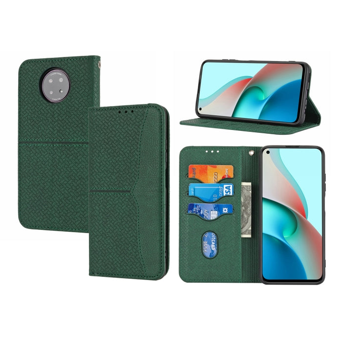Estuche de cuero de PU con tapa horizontal magnética con costuras de textura tejida con soporte y ranuras para tarjetas y billetera y cordón, For Xiaomi Redmi Note 9 5G, For Xiaomi Redmi Note 9 Pro Max, For Xiaomi Redmi Note 10                         ...