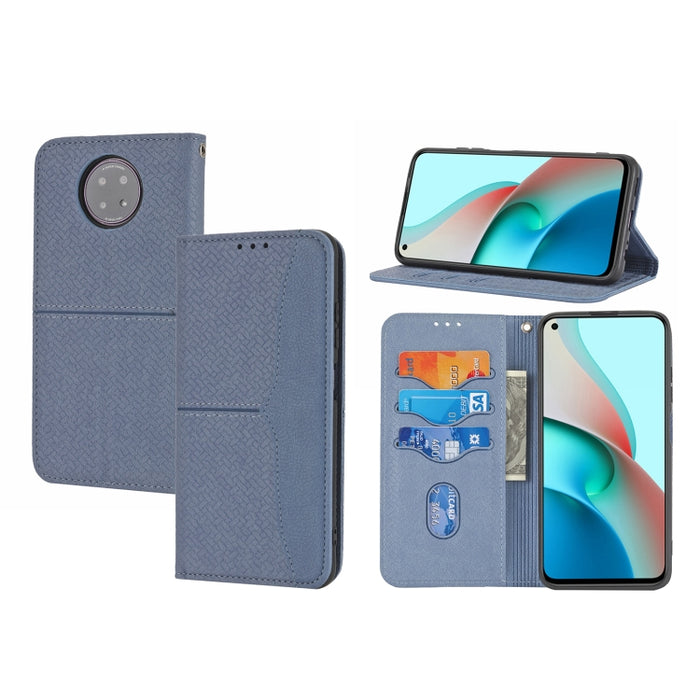 Estuche de cuero de PU con tapa horizontal magnética con costuras de textura tejida con soporte y ranuras para tarjetas y billetera y cordón, For Xiaomi Redmi Note 9 5G, For Xiaomi Redmi Note 9 Pro Max, For Xiaomi Redmi Note 10                         ...