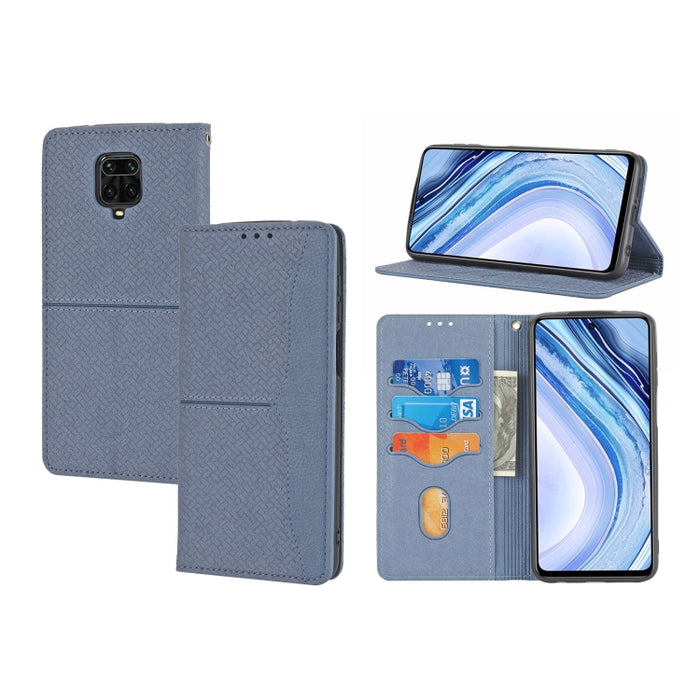 Estuche de cuero de PU con tapa horizontal magnética con costuras de textura tejida con soporte y ranuras para tarjetas y billetera y cordón, For Xiaomi Redmi Note 9 5G, For Xiaomi Redmi Note 9 Pro Max, For Xiaomi Redmi Note 10                         ...