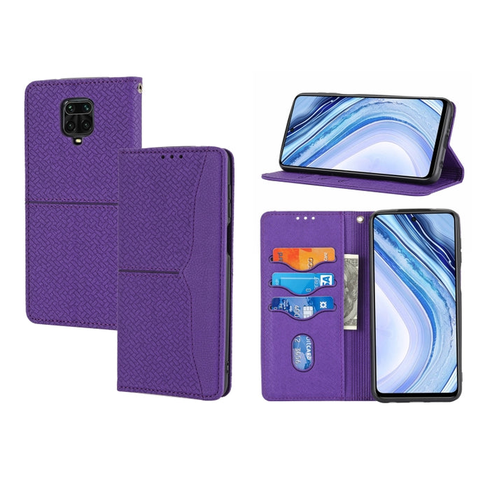 Estuche de cuero de PU con tapa horizontal magnética con costuras de textura tejida con soporte y ranuras para tarjetas y billetera y cordón, For Xiaomi Redmi Note 9 5G, For Xiaomi Redmi Note 9 Pro Max, For Xiaomi Redmi Note 10                         ...