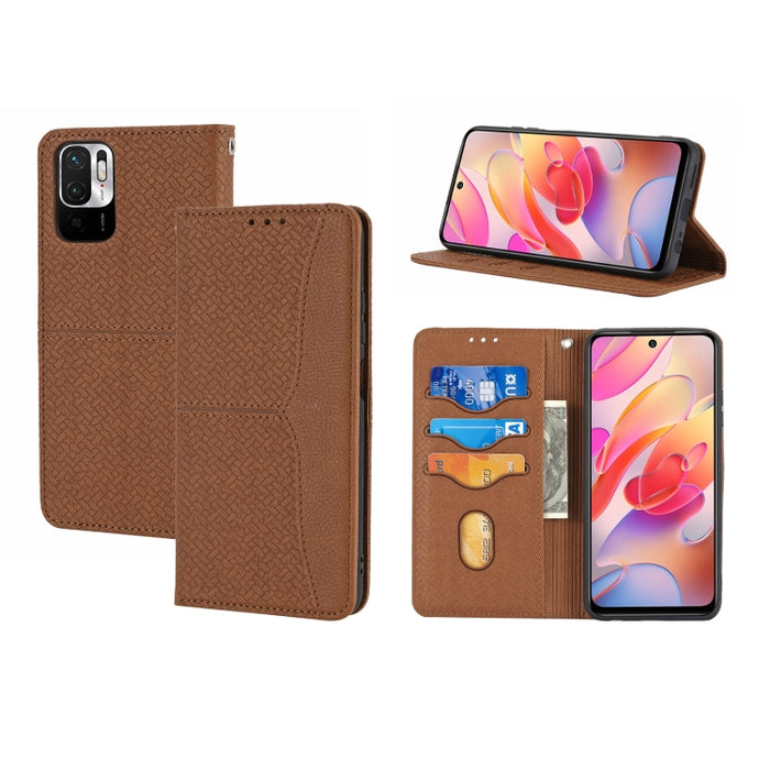 Estuche de cuero de PU con tapa horizontal magnética con costuras de textura tejida con soporte y ranuras para tarjetas y billetera y cordón, For Xiaomi Redmi Note 9 5G, For Xiaomi Redmi Note 9 Pro Max, For Xiaomi Redmi Note 10                         ...