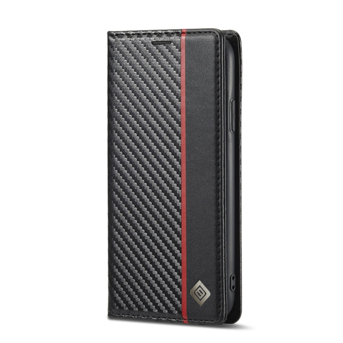 LC.IMEEKE Estuche de cuero con tapa horizontal de fibra de carbono PU + TPU con soporte, ranura para tarjeta y billetera, For iPhone 11, For iPhone 11 Pro, For iPhone 11 Pro Max, For iPhone 12 mini, For iPhone 12 / 12 Pro, For iPhone 12 Pro Max        ...