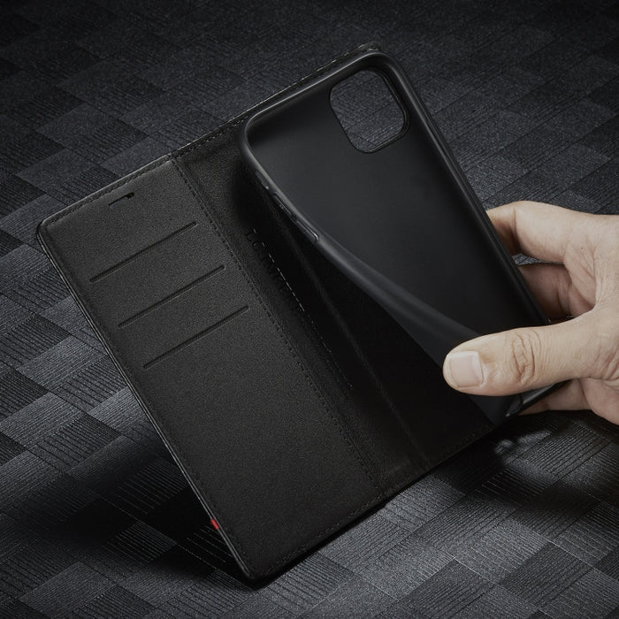 LC.IMEEKE Estuche de cuero con tapa horizontal de fibra de carbono PU + TPU con soporte, ranura para tarjeta y billetera, For iPhone 11, For iPhone 11 Pro, For iPhone 11 Pro Max, For iPhone 12 mini, For iPhone 12 / 12 Pro, For iPhone 12 Pro Max        ...