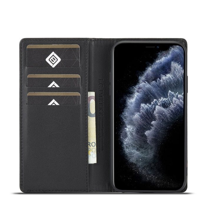 LC.IMEEKE Estuche de cuero con tapa horizontal de fibra de carbono PU + TPU con soporte, ranura para tarjeta y billetera, For iPhone 11, For iPhone 11 Pro, For iPhone 11 Pro Max, For iPhone 12 mini, For iPhone 12 / 12 Pro, For iPhone 12 Pro Max        ...