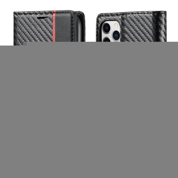 LC.IMEEKE Estuche de cuero con tapa horizontal de fibra de carbono PU + TPU con soporte, ranura para tarjeta y billetera, For iPhone 11, For iPhone 11 Pro, For iPhone 11 Pro Max, For iPhone 12 mini, For iPhone 12 / 12 Pro, For iPhone 12 Pro Max        ...