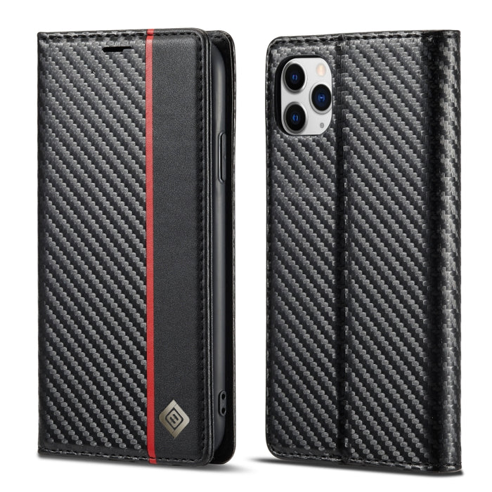 LC.IMEEKE Estuche de cuero con tapa horizontal de fibra de carbono PU + TPU con soporte, ranura para tarjeta y billetera, For iPhone 11, For iPhone 11 Pro, For iPhone 11 Pro Max, For iPhone 12 mini, For iPhone 12 / 12 Pro, For iPhone 12 Pro Max        ...