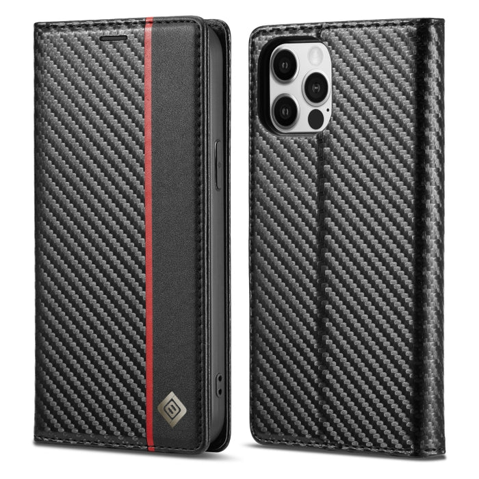 LC.IMEEKE Estuche de cuero con tapa horizontal de fibra de carbono PU + TPU con soporte, ranura para tarjeta y billetera, For iPhone 11, For iPhone 11 Pro, For iPhone 11 Pro Max, For iPhone 12 mini, For iPhone 12 / 12 Pro, For iPhone 12 Pro Max        ...