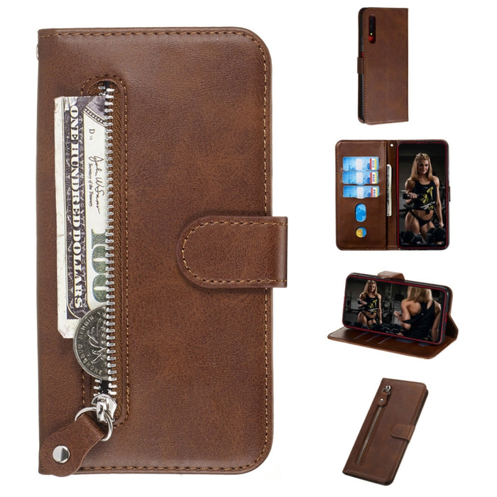 Estuche de cuero de PU con tapa horizontal y cremallera con textura de becerro a la moda, con soporte y ranuras para tarjetas y billetera, For Huawei nova 5i Pro/Mate 30 Lite, For Huawei nova 5 / nova 5 Pro, For Huawei Honor 9X / Honor 9X Pro          ...