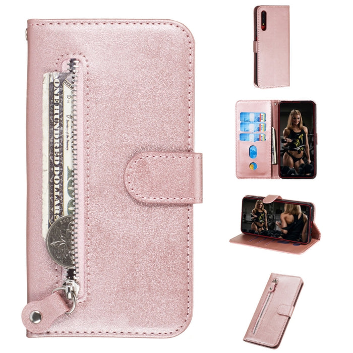 Estuche de cuero de PU con tapa horizontal y cremallera con textura de becerro a la moda, con soporte y ranuras para tarjetas y billetera, For Huawei nova 5i Pro/Mate 30 Lite, For Huawei nova 5 / nova 5 Pro, For Huawei Honor 9X / Honor 9X Pro          ...