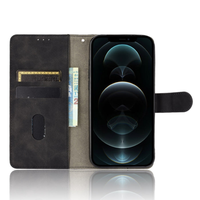 Funda de piel sintética con textura de piel de becerro con tapa horizontal y hebilla magnética con soporte, ranuras para tarjetas y cartera