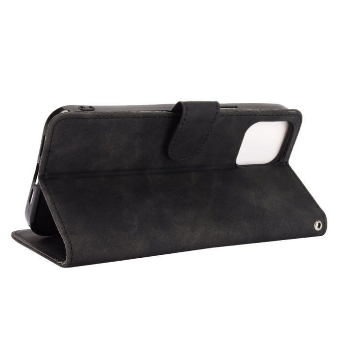 Funda de piel sintética con textura de piel de becerro con tapa horizontal y hebilla magnética con soporte, ranuras para tarjetas y cartera