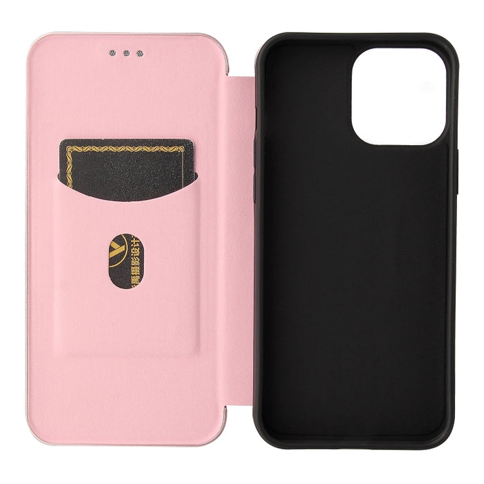 Textura de fibra de carbono Flip horizontal magnético TPU + PC + Funda de cuero PU con ranura para tarjeta
