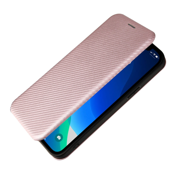 Textura de fibra de carbono Flip horizontal magnético TPU + PC + Funda de cuero PU con ranura para tarjeta