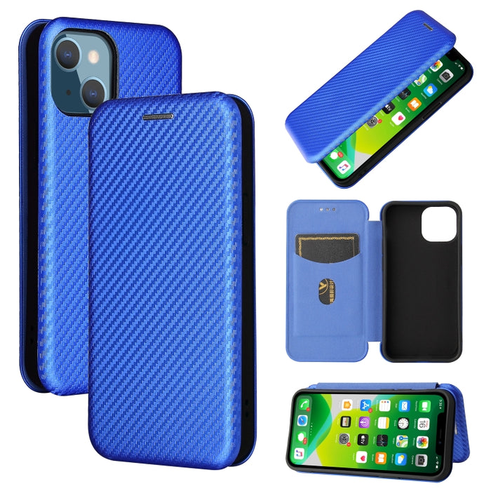 Textura de fibra de carbono Flip horizontal magnético TPU + PC + Funda de cuero PU con ranura para tarjeta