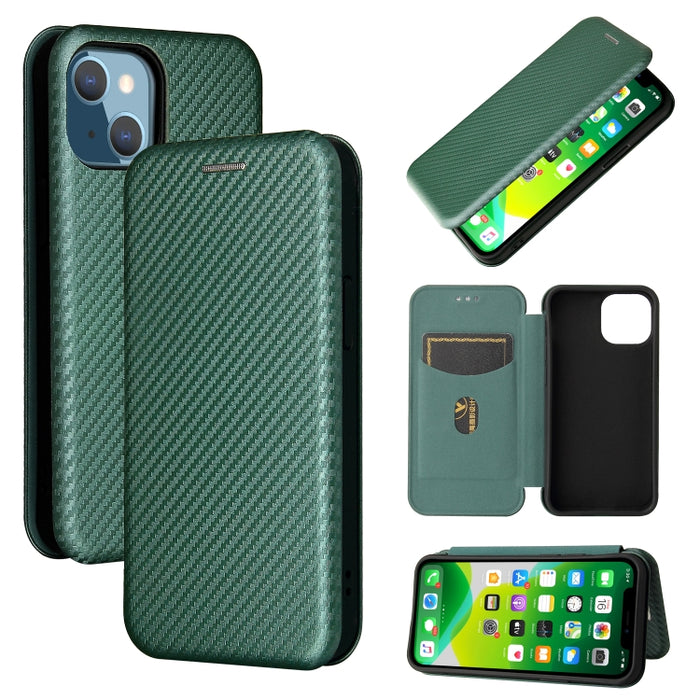 Textura de fibra de carbono Flip horizontal magnético TPU + PC + Funda de cuero PU con ranura para tarjeta