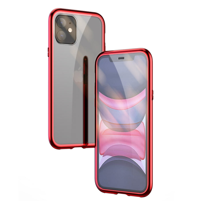 Estuche con tapa de imán de vidrio templado con marco angular de adsorción magnética de lados dobles ultra delgados, For iPhone 11, For iPhone 11 Pro, For iPhone 11 Pro Max