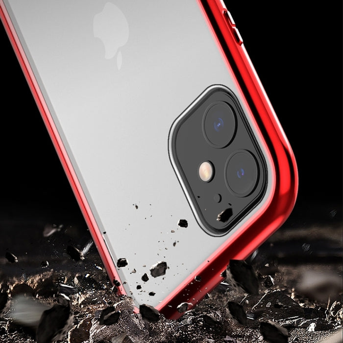 Estuche con tapa de imán de vidrio templado con marco angular de adsorción magnética de lados dobles ultra delgados, For iPhone 11, For iPhone 11 Pro, For iPhone 11 Pro Max
