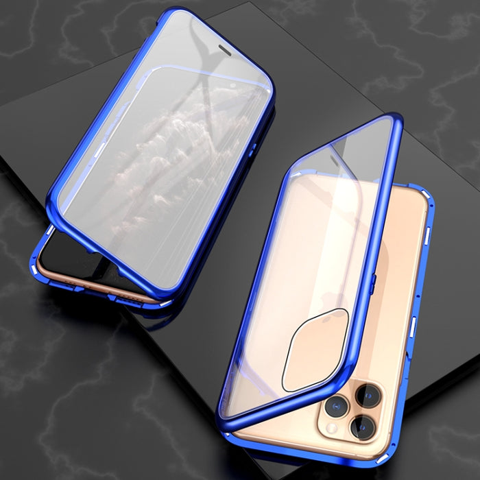 Estuche con tapa de imán de vidrio templado con marco angular de adsorción magnética de lados dobles ultra delgados, For iPhone 11, For iPhone 11 Pro, For iPhone 11 Pro Max