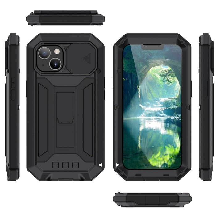 R-JUST cámara deslizante a prueba de golpes impermeable a prueba de polvo Metal + funda protectora de silicona con soporte