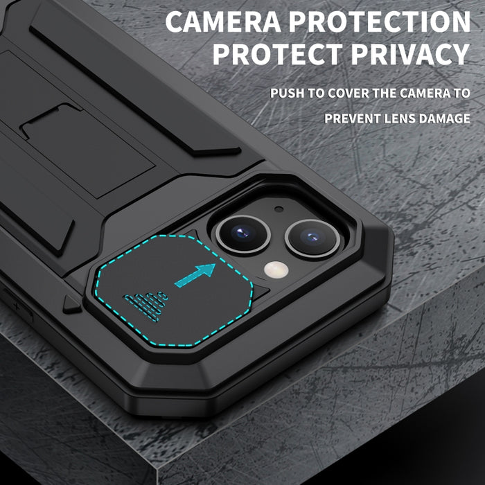 R-JUST cámara deslizante a prueba de golpes impermeable a prueba de polvo Metal + funda protectora de silicona con soporte