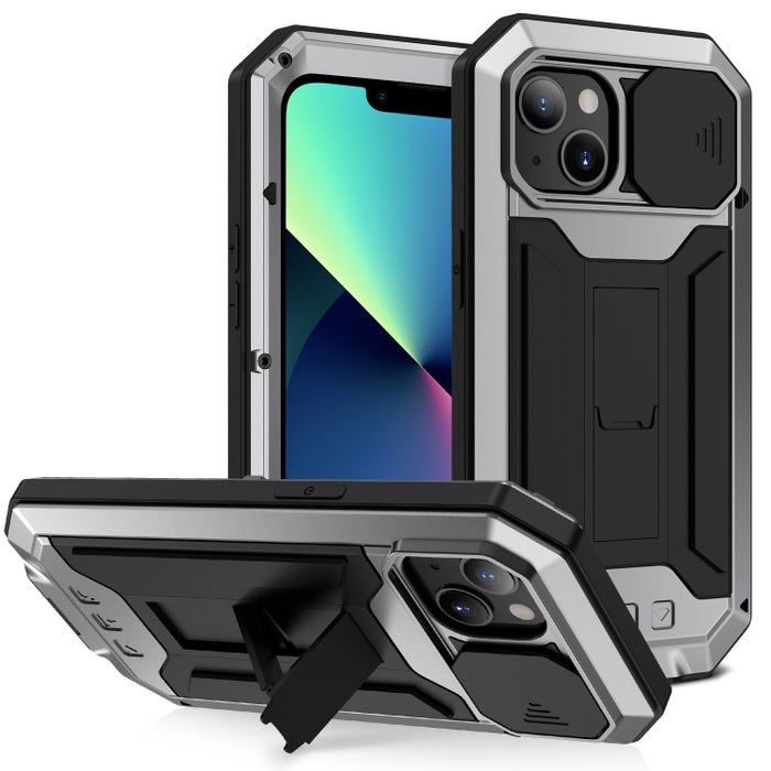 R-JUST cámara deslizante a prueba de golpes impermeable a prueba de polvo Metal + funda protectora de silicona con soporte