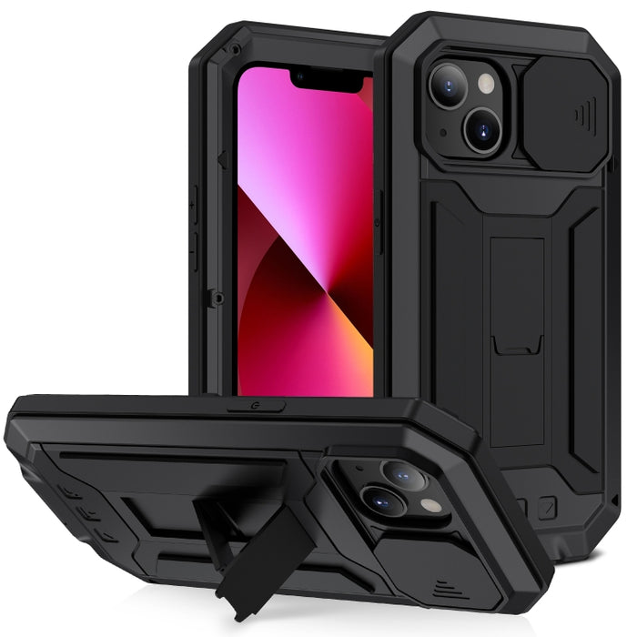R-JUST cámara deslizante a prueba de golpes impermeable a prueba de polvo Metal + funda protectora de silicona con soporte
