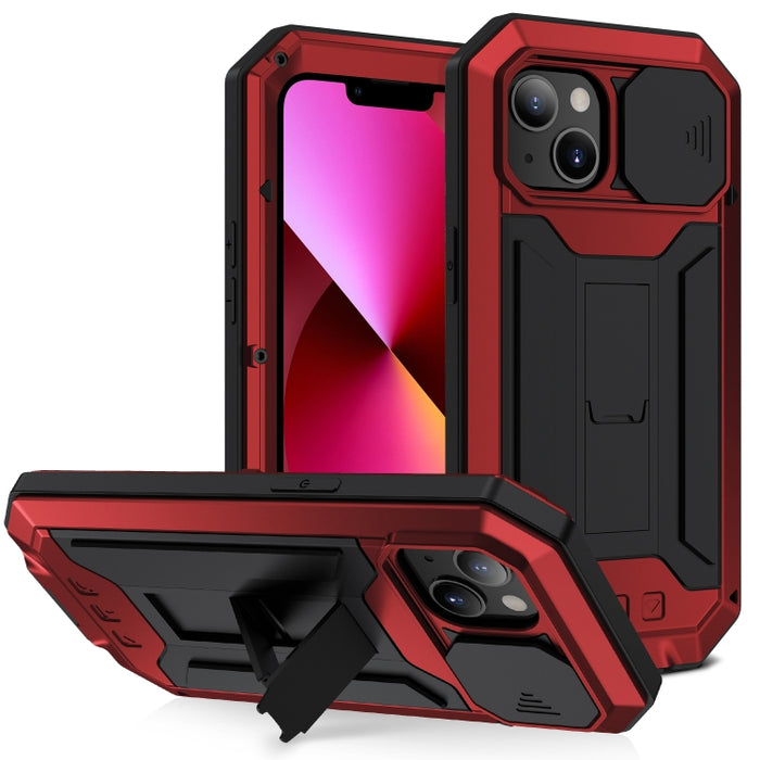 R-JUST cámara deslizante a prueba de golpes impermeable a prueba de polvo Metal + funda protectora de silicona con soporte