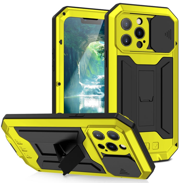 R-JUST cámara deslizante a prueba de golpes impermeable a prueba de polvo Metal + funda protectora de silicona con soporte