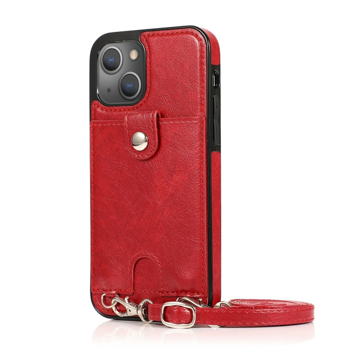 Funda protectora de cuero PU + TPU a prueba de golpes con ranura para tarjeta y cordón
