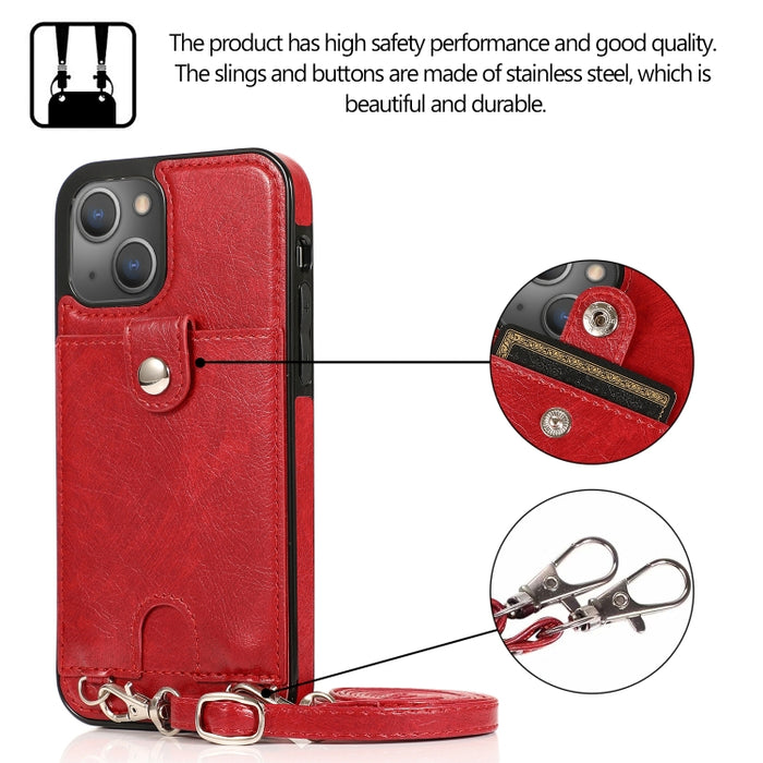Funda protectora de cuero PU + TPU a prueba de golpes con ranura para tarjeta y cordón