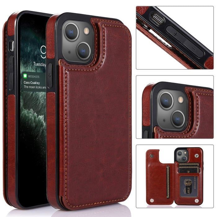 Estuche protector de PU a prueba de golpes con doble hebilla con ranuras para tarjetas y soporte