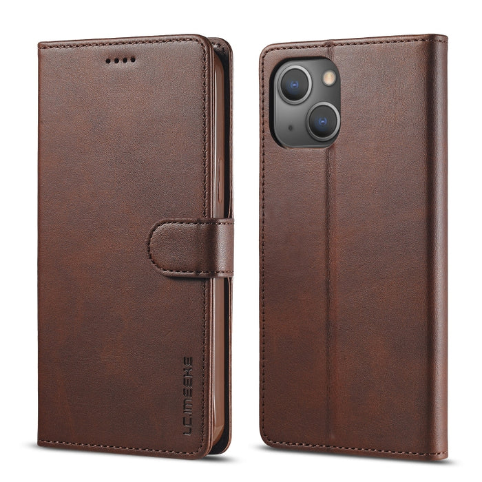 LC.IMEEKE Estuche de cuero con tapa horizontal con textura de becerro con soporte y ranuras para tarjetas y billetera
