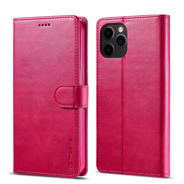 LC.IMEEKE Estuche de cuero con tapa horizontal con textura de becerro con soporte y ranuras para tarjetas y billetera