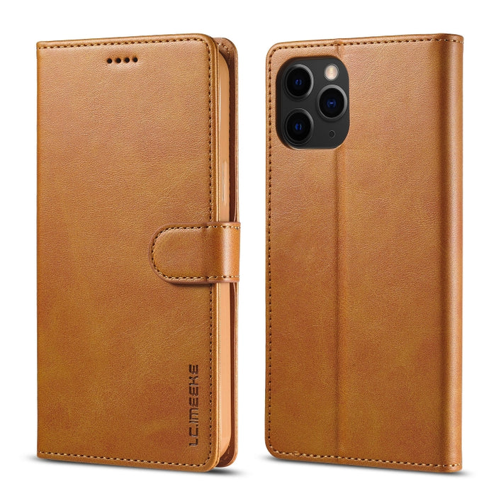 LC.IMEEKE Estuche de cuero con tapa horizontal con textura de becerro con soporte y ranuras para tarjetas y billetera