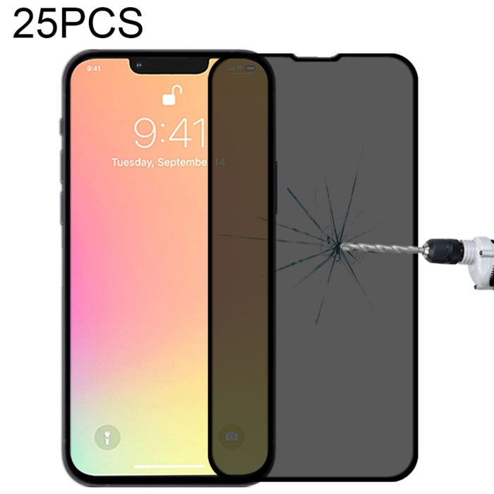 Película de vidrio templado resistente al desgaste de aluminio alto recubierto de aceite de Plasma antimiradas de 25 uds., For iPhone 13 mini (25pcs), For iPhone 16e / 14 / 13 / 13 Pro  (25pcs), For iPhone 14 Plus / 13 Pro Max
