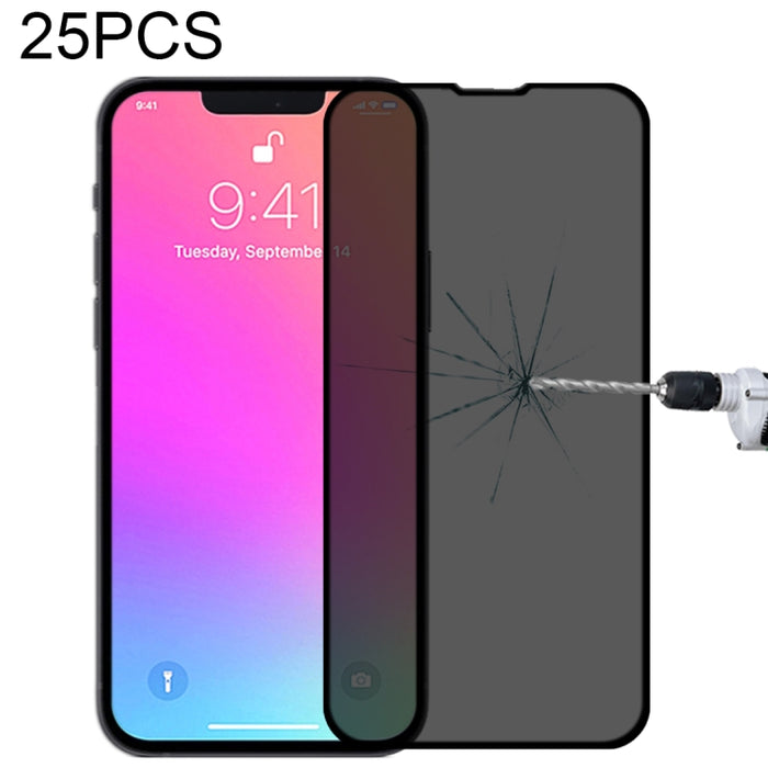 Película de vidrio templado resistente al desgaste de aluminio alto recubierto de aceite de Plasma antimiradas de 25 uds., For iPhone 13 mini (25pcs), For iPhone 16e / 14 / 13 / 13 Pro  (25pcs), For iPhone 14 Plus / 13 Pro Max