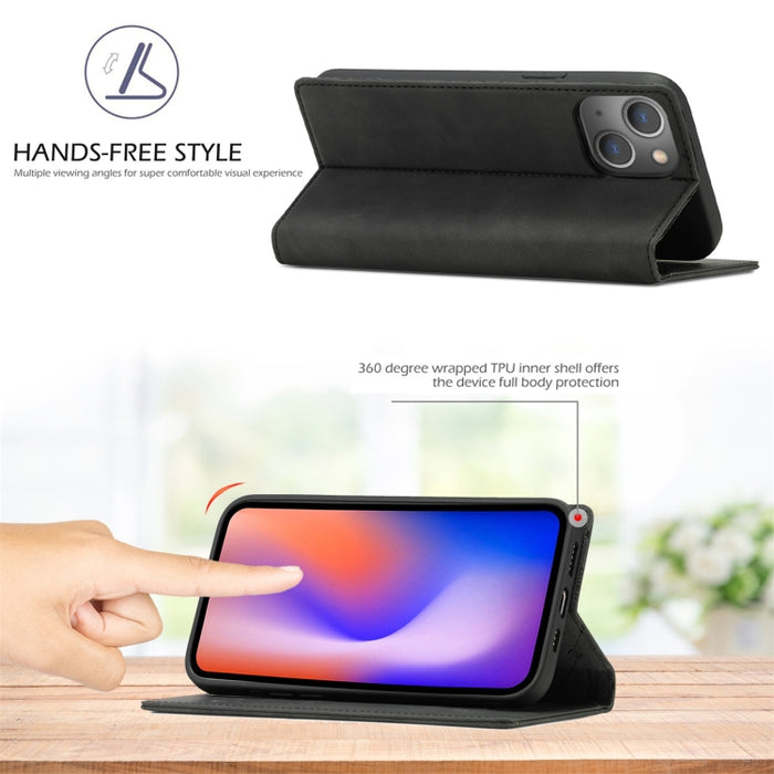 LC.IMEEKE Estuche de cuero con tapa horizontal de PU magnético fuerte + TPU mate con soporte y ranuras para tarjetas y billetera