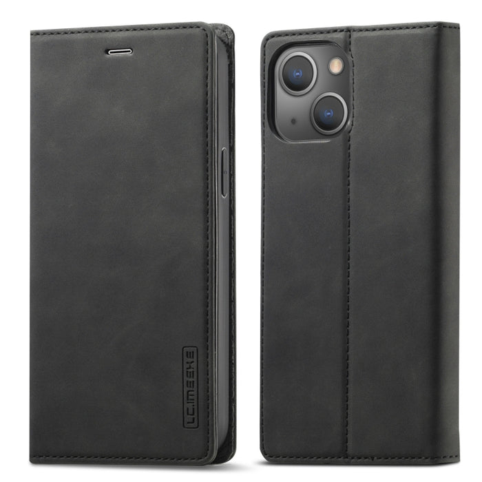 LC.IMEEKE Estuche de cuero con tapa horizontal de PU magnético fuerte + TPU mate con soporte y ranuras para tarjetas y billetera