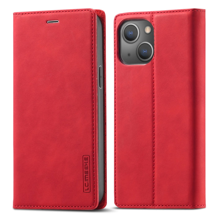 LC.IMEEKE Estuche de cuero con tapa horizontal de PU magnético fuerte + TPU mate con soporte y ranuras para tarjetas y billetera