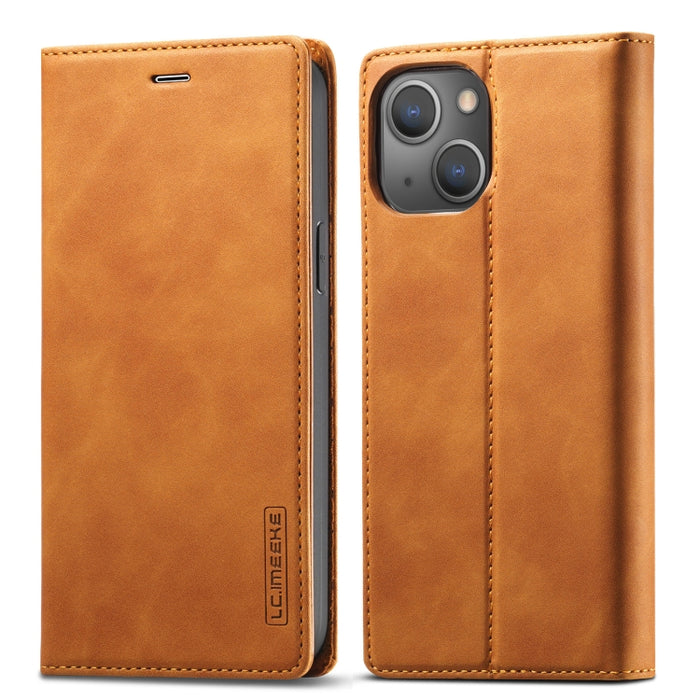 LC.IMEEKE Estuche de cuero con tapa horizontal de PU magnético fuerte + TPU mate con soporte y ranuras para tarjetas y billetera