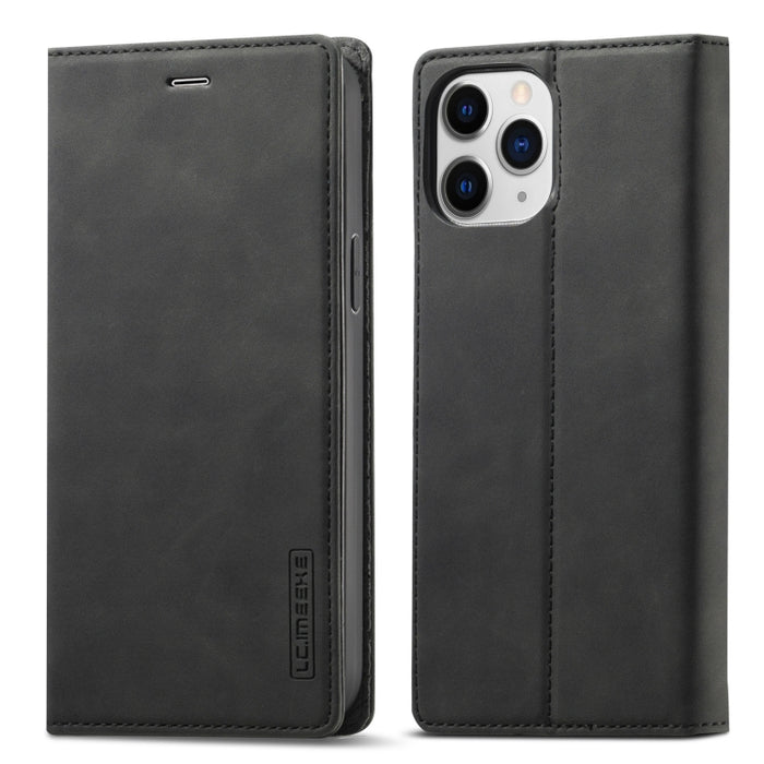 LC.IMEEKE Estuche de cuero con tapa horizontal de PU magnético fuerte + TPU mate con soporte y ranuras para tarjetas y billetera