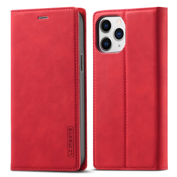 LC.IMEEKE Estuche de cuero con tapa horizontal de PU magnético fuerte + TPU mate con soporte y ranuras para tarjetas y billetera