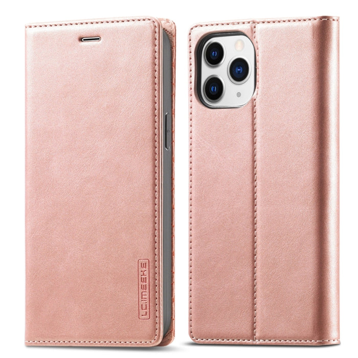 LC.IMEEKE Estuche de cuero con tapa horizontal de PU magnético fuerte + TPU mate con soporte y ranuras para tarjetas y billetera
