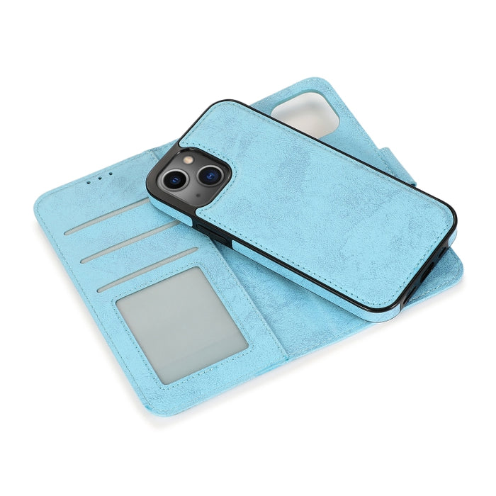 Estuche de cuero con tapa horizontal desmontable retro 2 en 1 con ranuras para tarjetas y billetera