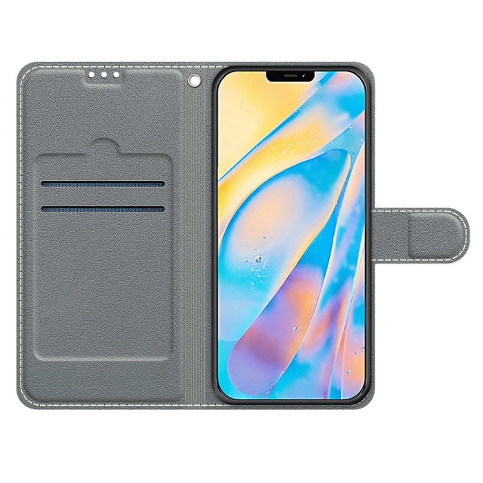 Estuche de cuero de PU con tapa horizontal y cierre magnético con dibujo de color de voltaje con soporte y ranuras para tarjetas
