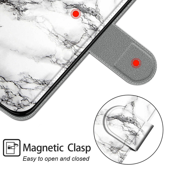 Estuche de cuero de PU con tapa horizontal y cierre magnético con dibujo de color de voltaje con soporte y ranuras para tarjetas