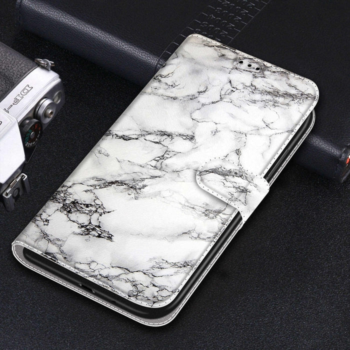 Estuche de cuero de PU con tapa horizontal y cierre magnético con dibujo de color de voltaje con soporte y ranuras para tarjetas