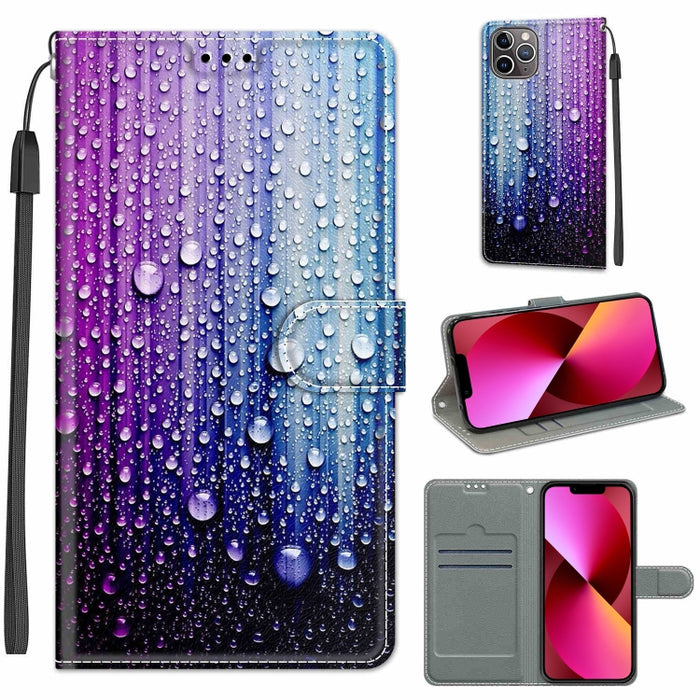 Estuche de cuero de PU con tapa horizontal y cierre magnético con dibujo de color de voltaje con soporte y ranuras para tarjetas