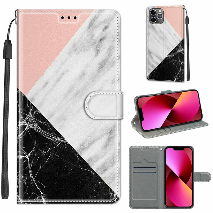 Estuche de cuero de PU con tapa horizontal y cierre magnético con dibujo de color de voltaje con soporte y ranuras para tarjetas